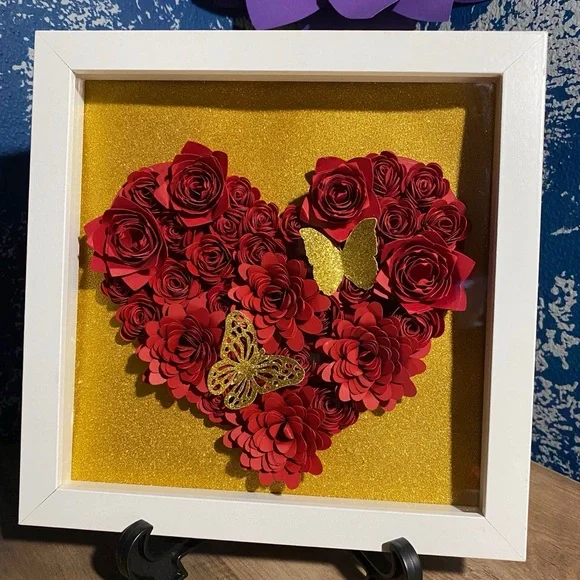8 X 8 Red  Heart Shadow Box | Custom Text | Birthday Gift | Anniversary - Picture 8 of 8